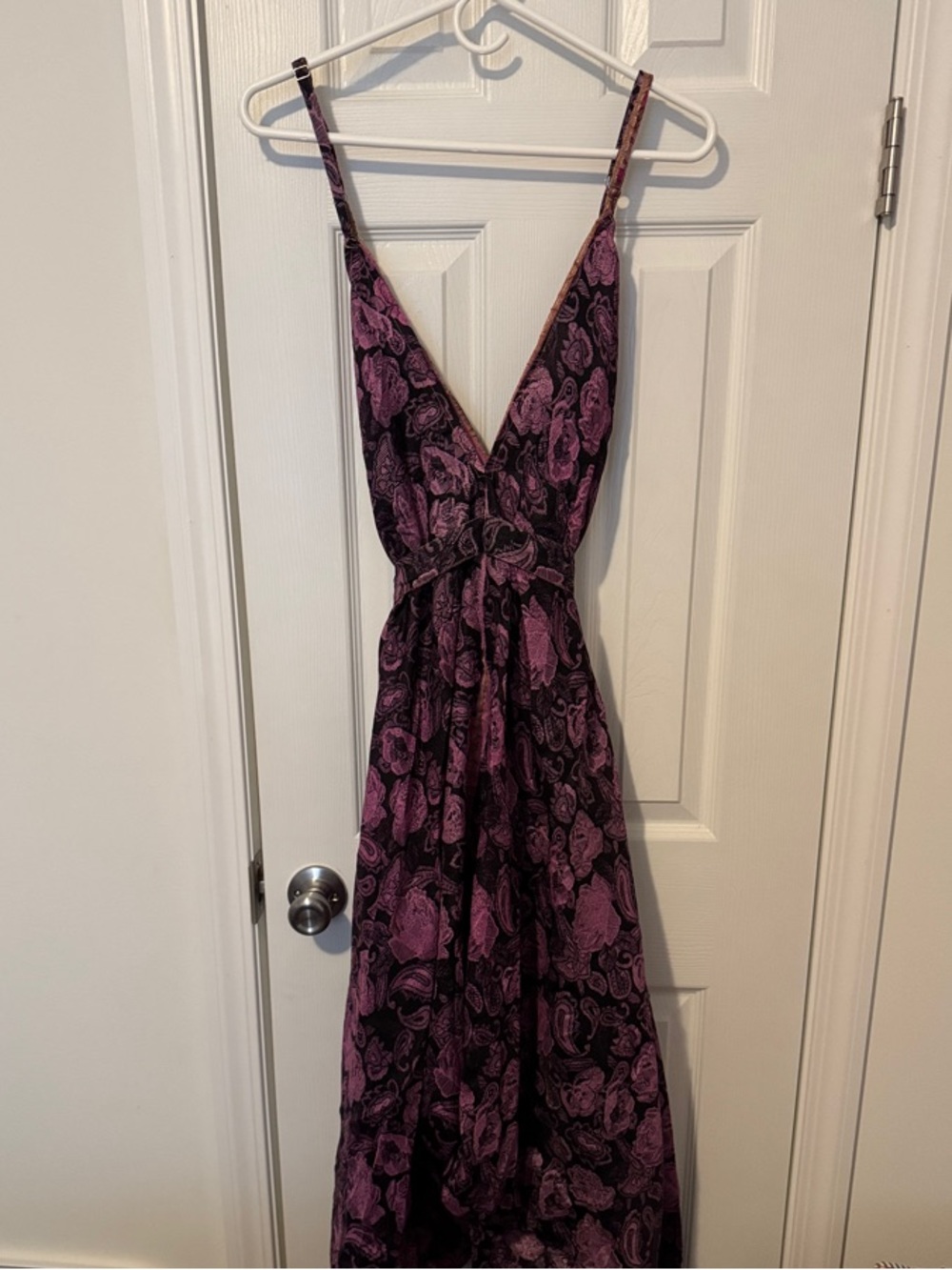 NWT Purple Paisley V-Neck Adjustable Strap Dress